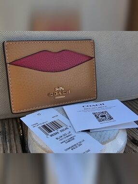 Coach Slim Card Case Wallet in Latte Lips